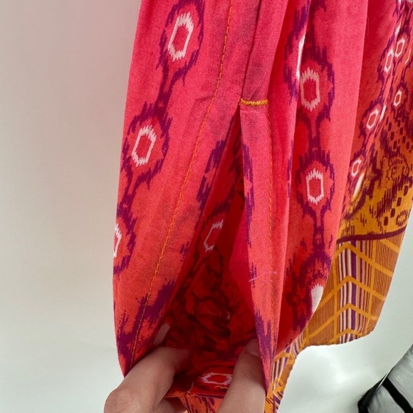 Columbia Orange Printed Wide Strap Square Neck Pocket Casual Sundress Size Large - Picture 6 of 15